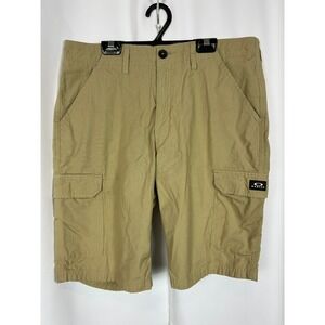Oakley Tan Khaki Ripstop Cotton Cargo Shorts Gorpcore Utility Mens Size 32